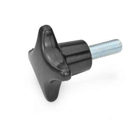 Otto Ganter Hand Knob with Threaded Bolt Plastic, GN 6335.4